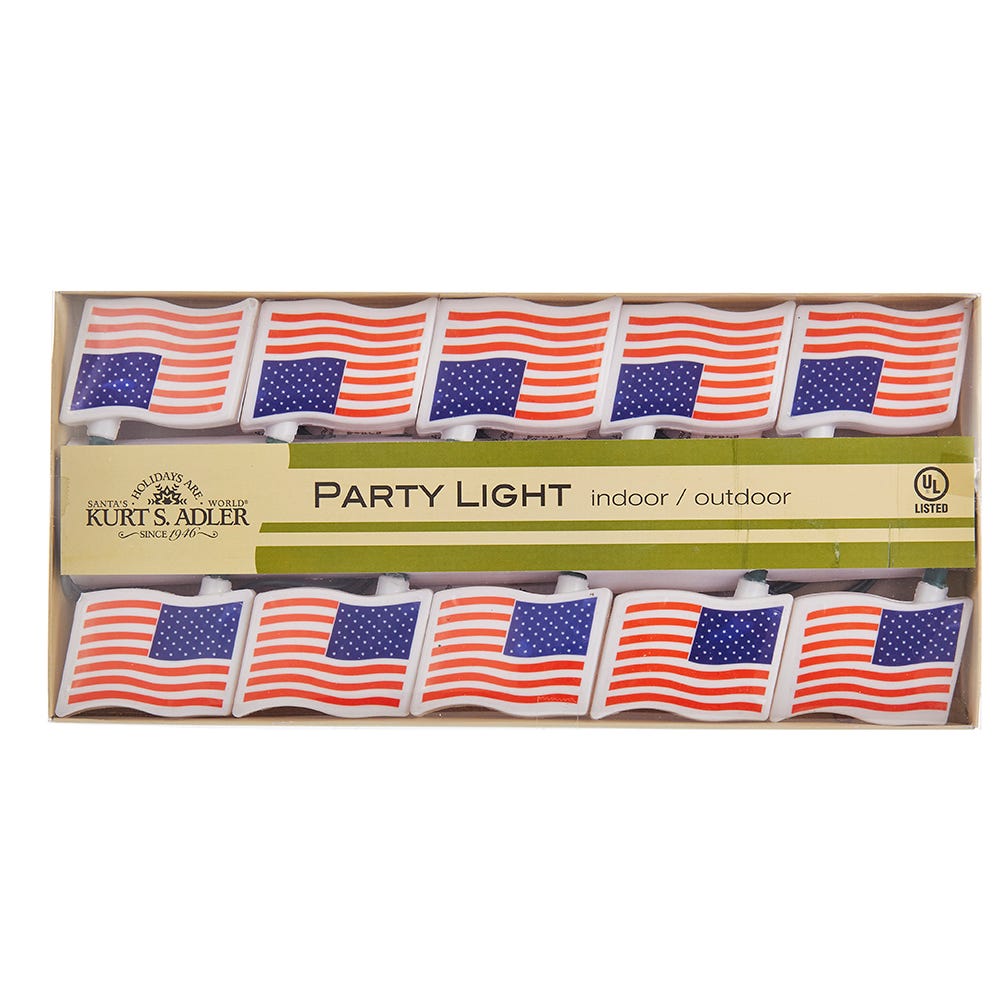Kurt Adler UL 10-Light USA Flag Light Set